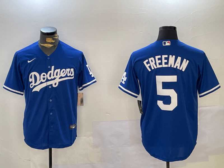 Mens Los Angeles Dodgers #5 Freddie Freeman Blue Cool Base Jersey